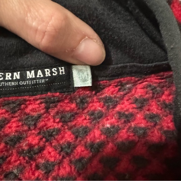 Southern Marsh Small Red Black Fleece Pullover Soft Warm Winter Sweater 1/4 zip - Picture 7 of 13